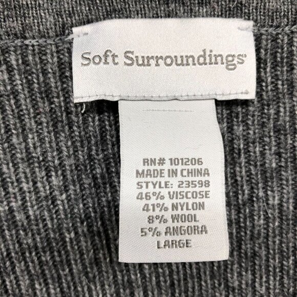 Soft Surroundings Sweater Womens L Ribbed Scoop Neck Gray Wool Blend Fitted - Picture 5 of 8